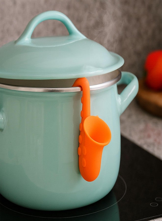 KH866 Pot Lid Lifter The Saxy Lid Riser Saxophone Shaped Steam Release Fun Kitchen Gadget Pot Lifts Holder Prevent Boil Overs, Cool Accessories That Keep Pot from Boiling Over Pack of 3 Yellow & Burt Orange - Image 2